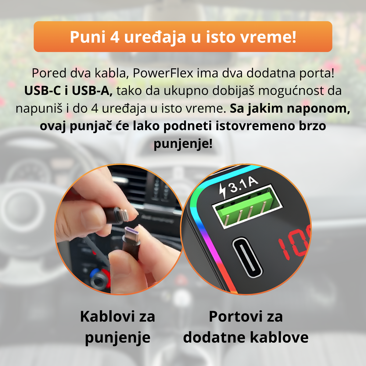 PowerFlex - 5u1 Punjač i transmiter za kola